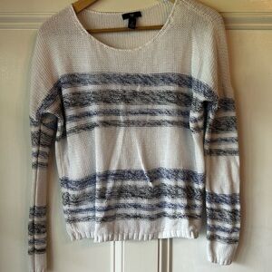 GAP Blue and White Crew Neck Sweater with Artistic Stripes